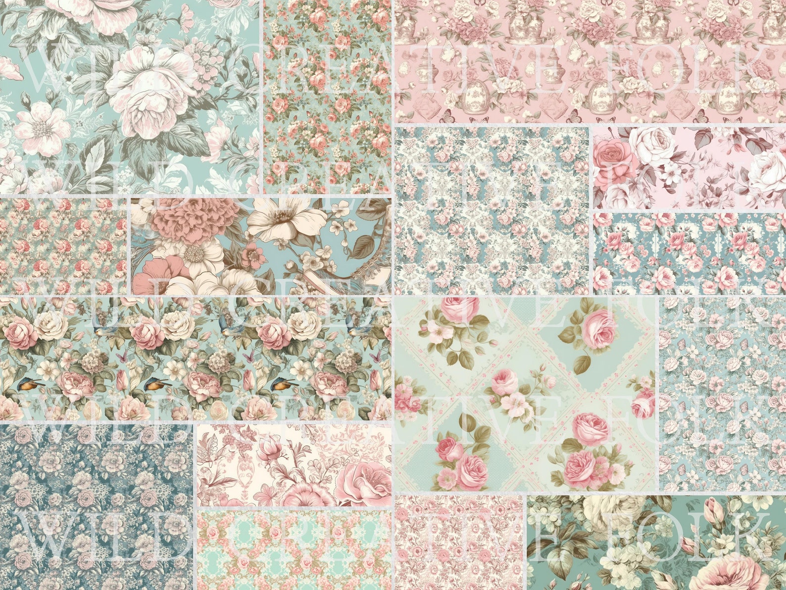 Shabby Chic Digital Paper Mega Bundle | Commercial Use | Shabby Chic ...