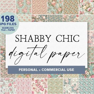Mega Bundle di carta digitale Shabby Chic / Uso commerciale / Motivi senza soluzione di continuità Shabby Chic / Bellissima carta floreale femminile / Carta digitale