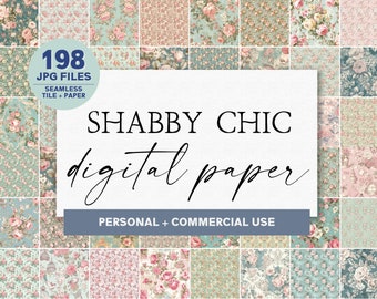 Shabby Chic Digital Paper Mega Bundle | Commercial Use | Shabby Chic Seamless Patterns | Beautiful Feminine Floral Paper | Digital Paper