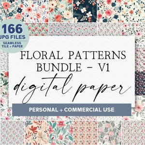 Floral Digital Paper Pack | Commercial Use Digital Paper | Floral Scrapbooking Paper | Printable Papers Floral | Digital Floral Backgrounds