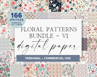 Floral Digital Paper Pack | Commercial Use Digital Paper | Floral Scrapbooking Paper | Printable Papers Floral | Digital Floral Backgrounds