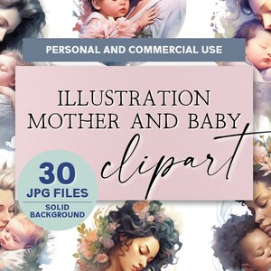 Mother and Baby Clipart | Commercial Use Clipart | Mother Watercolor Clipart | Mom and Baby Illustration | New Mom Clipart | PLR Clipart