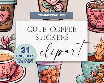Cute Coffee PNG Clipart  | PNG Clipart Stickers Commercial Use | Digital Stickers | Coffee Clipart | Takeaway Coffee Clipart | Cafe Clipart