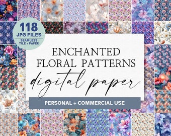 Digital Paper Pack Flowers | Enchanted Floral Paper | Fine Art Floral Paper | Commercial Use | Scrapbooking Paper | Printable Paper