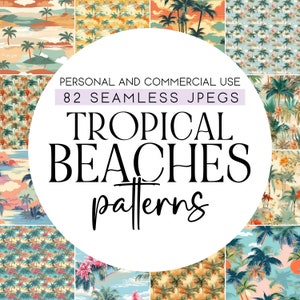 82 Tropical Seamless Pattern, Beach Seamless Pattern, Tropical Digital Paper, Tropical Beaches Printable Paper, Commercial Use Digital Paper