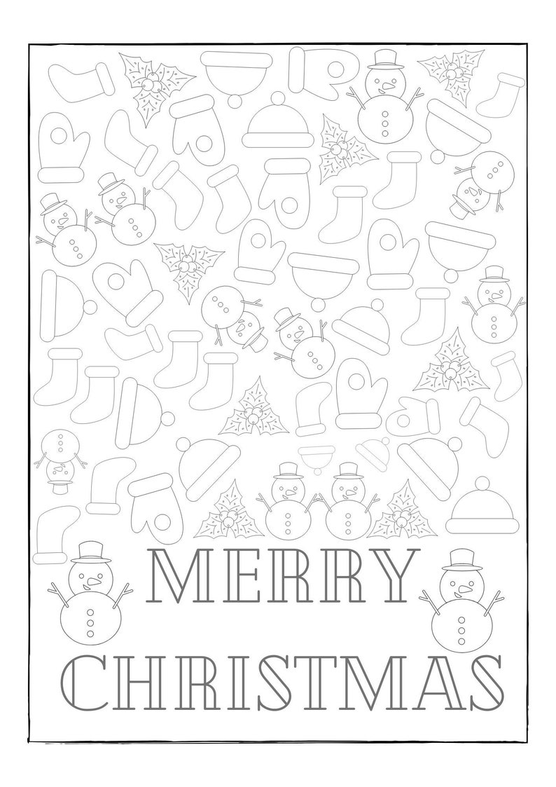 Christmas Coloring Page/ Printable Adults Coloring Page 8.511 Etsy