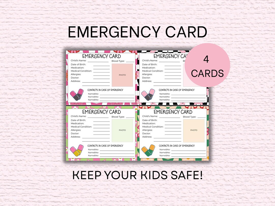 Kids Emergency Card Printable – Safety Info, Medical & Contact Sheet ...