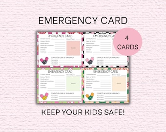 Kids Emergency Card Printable – Safety Info, Medical & Contact Sheet, Autism/ADHD Support, Printable Template for Parents