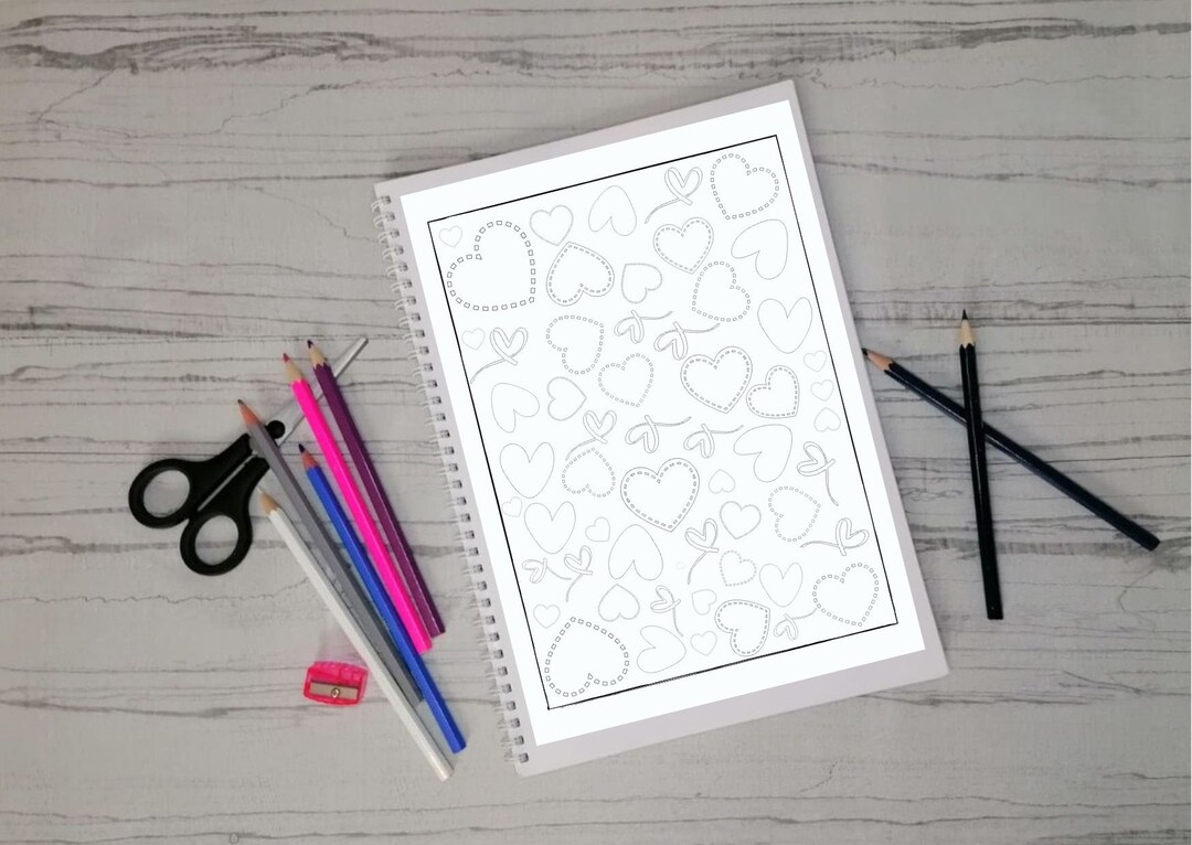 Valentines Coloring Pages for Adults / Hearts Coloring Pages/ - Etsy