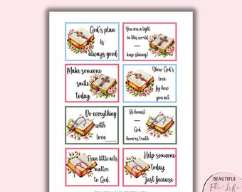 Encouragement Scripture Cards Printable,  Bible Verse Cards for Kids, Christian Prayer Affirmations Cards