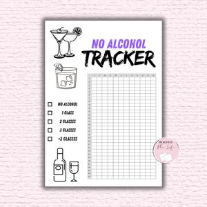 Alcohol Tracker Yearly, 365 Day Cessation, Sober Habit Tracker, Premade Journal Page, Track Drinking Beer Wine, Small Wins, Rate My Day.