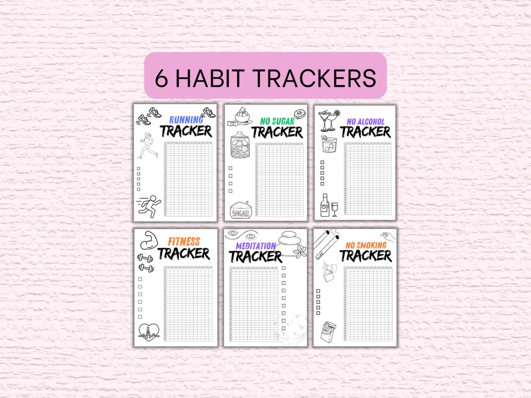 Coloring Habit Tracker Bundle Printable, 365 Day Premade Journal Pages ...