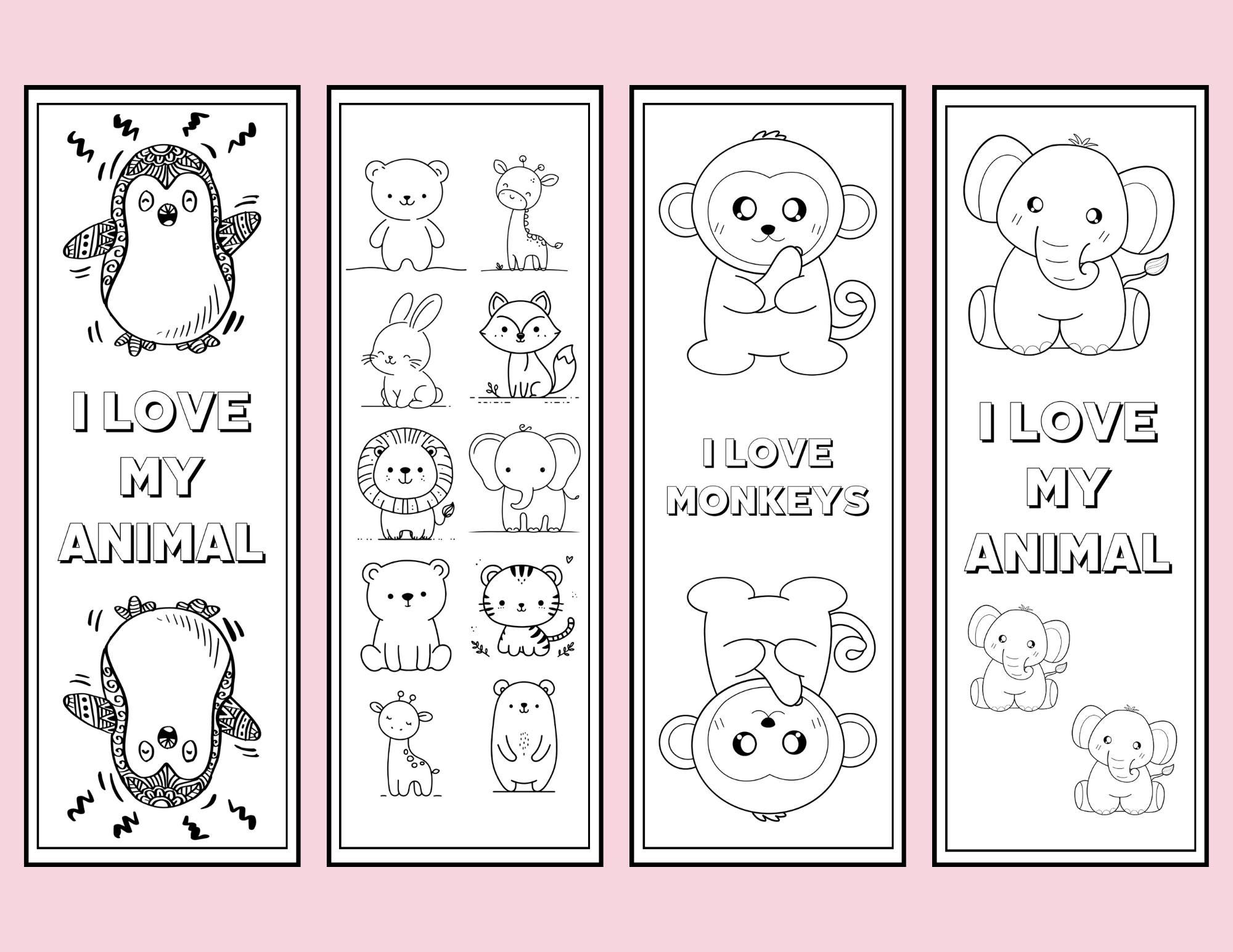 Back to School Coloring Bookmark, Cute Animal Bookshelf Reading Tracker, Printable Kids Markers for Fun Classroom Activities, Color Crafts