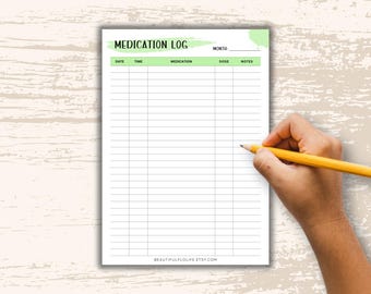 Paquete que incluye: Rastreador de medicamentos, Tabla de salud mensual, Recordatorio de pastillas imprimible, Registro diario y semanal de medicamentos, Carpeta médica, Rastreador de vitaminas