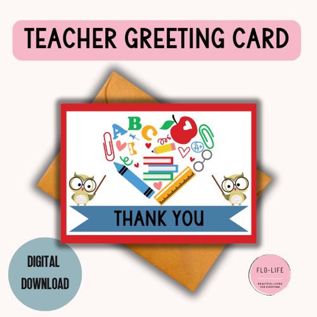 Teacher Thank You Card, Printable Teacher Appreciation Card From ...