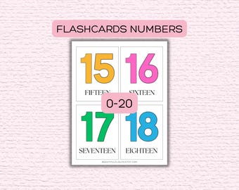 Flashcard Numbers 0-20, Learning Tools For Number Recognition, Math Activities for Toddlers & Preschool, Printable Counting for Homeschool