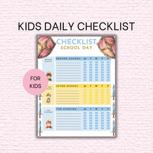 Blue Knight Visual Schedule for Kids, Printable School Routine Checklist, Neurodivergent Daily Chore Chart, Morning & After School, for Boys