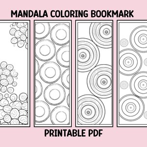 Mandala Coloring Bookmark, Creative Drawing with Calming Patterns for Relaxation and Stress Relief, Beautiful Printable Unique Designs