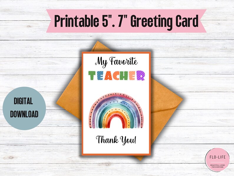 Teacher Appreciation Printable Card Foldable, Cute Rainbow Thank You ...
