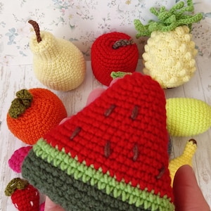 Сrochet Watermelon, Amigurumi Watermelon, Play Kitchen Accessories, Play Food, handmade Watermelon, Crochet Fruits, Montessori toy
