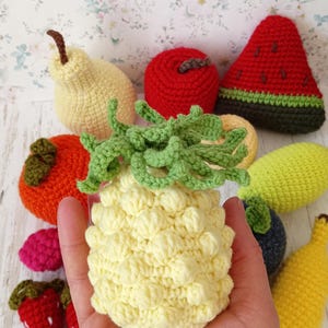 Crochet Pineapple: Cotton Amigurumi Fruit, Montessori Play Food