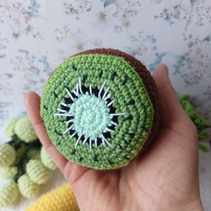 Crochet Kiwi, Amigurumi Kiwi, Stuffed Kiwi, Crochet Fruits, play Food, play market, educational toys, Children&#39;s Day Gift