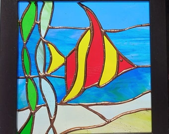 Panel de vitral - Peces tropicales