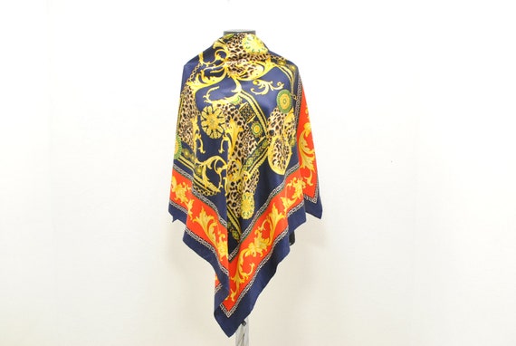 Vintage Italian printed silk scarf , handmade , h… - image 2
