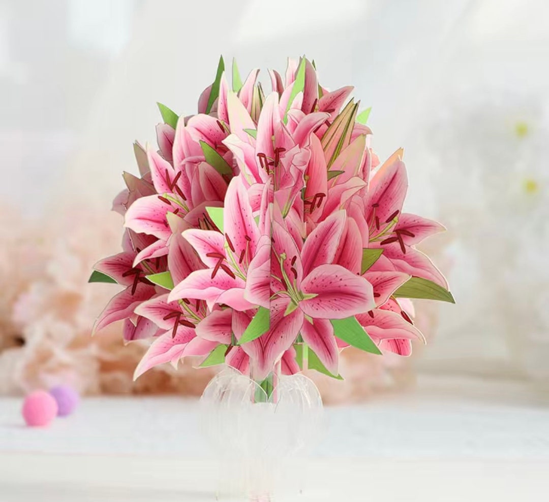 3D Pop-up Lilies in a Vase Valentines Day Card - Etsy