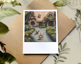 COTTAGE ART PRINT - 4x5 - Polaroid Print - Fairycore - Cottagecore Room Decor - Goblincore - Vegan Wall Art