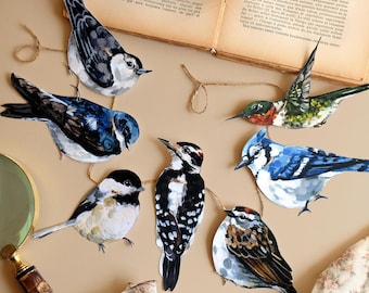 BIRD GARLAND - Birds of Quebec, Canada - Botanical Paper Garland - Cottagecore Room Decor - Gift for Bird Lovers - Woodland Nursery Decor