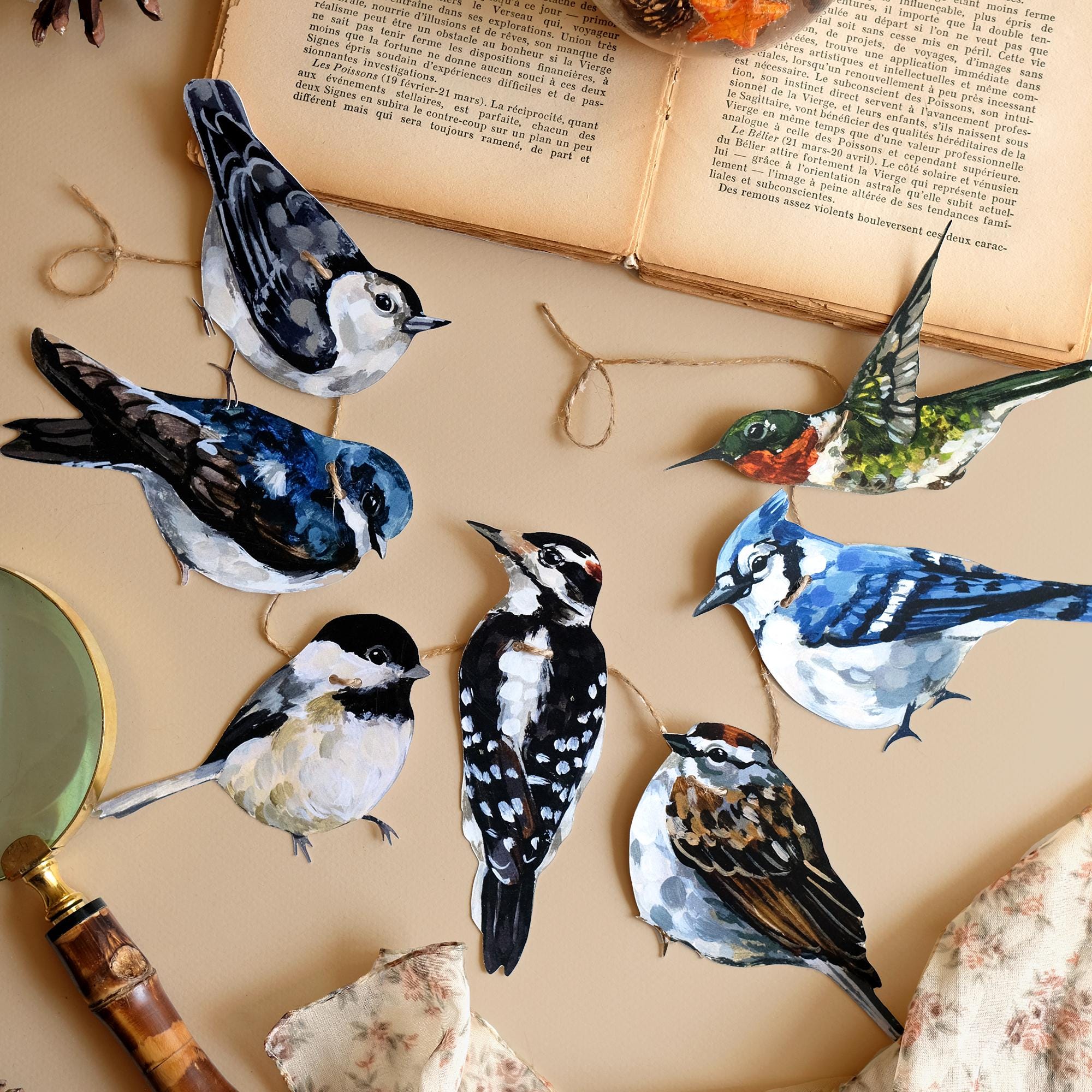 BIRD GARLAND - Birds of Quebec, Canada - Botanical Paper