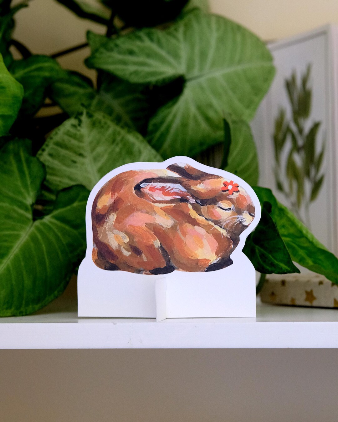 Printable Rabbit Paper Standee – Whimsical Desk Decor – Brown Bunny and ...
