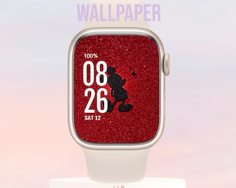 Apple Watch Mickey Wallpaper Cute Cartoon Background Feminine Aesthetic Digital Download for Girls & Women