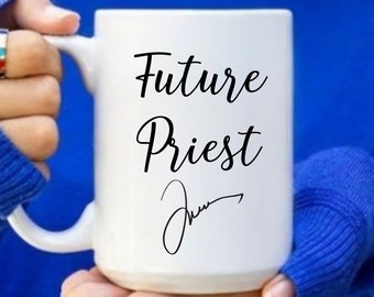 Taza personalizada para sacerdote, regalo católico, taza de café con nombre personalizado