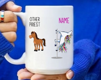 Taza de café divertida para sacerdotes, regalo católico personalizado