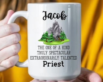 Taza personalizada para sacerdote, taza de café con nombre personalizado