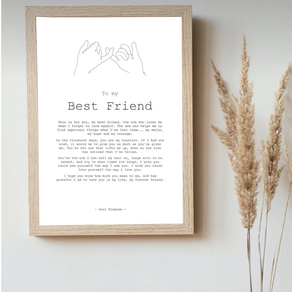 Best Friend Print | Best Friend Gift | Bestie Gifts | Friendship Quote | Home decor | Birthday Gift for Her | Gift for Friend | Wall Art