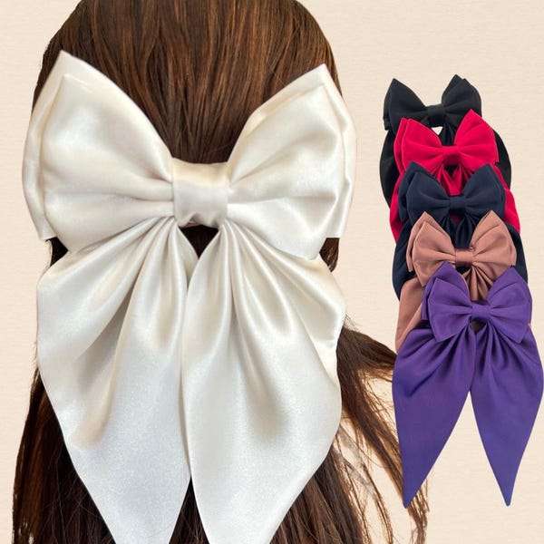 Lazos de satén, Lazos para el cabello de coqueta, Lazos para el cabello de mujer, Lazos para el cabello elegantes, Lazos para el cabello de cola larga, Clip para el cabello, Accesorios para el cabello, Lazos para niñas,