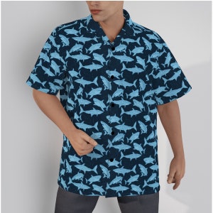 Shark Print Hawaiian Shirt | Anniversary | Birthday | Father's Day Shirt