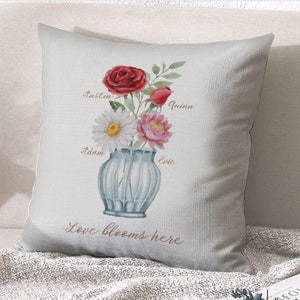 Familie bloemboeket| Geboortemaand bloemenkussens | Uniek cadeau | Bloemenliefhebbers | Oma cadeau | Cadeau voor mama | Bloem kunst