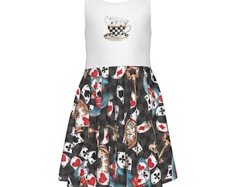 Leuke Alice in Wonderland kinderjurk zonder mouwen