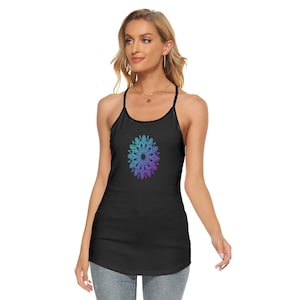 All-Over Print Mandala Women's Criss-Cross Open Back Tank Top