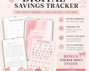 Printable Budget Planner | Digital Savings Tracker PDF (Instant Download)