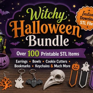 Witchy Halloween STL Bundle, 100+ 3D Print Files (Instant Download)