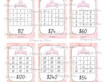 Mini Savings Challenge v5, with Dashboard inserts, Cash Stuffing, printable