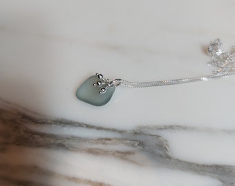 Zeeglas, 925 sterling zilveren ketting.