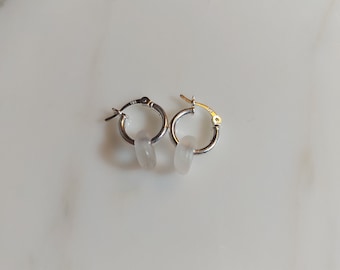 Seaglass, 925 sterling silver 12mm hoop earrings.