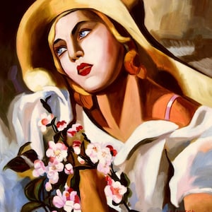 Homage of T. Lempicka - Portrait of a young girl c99471 50 x 60 cm oil painting hand painted