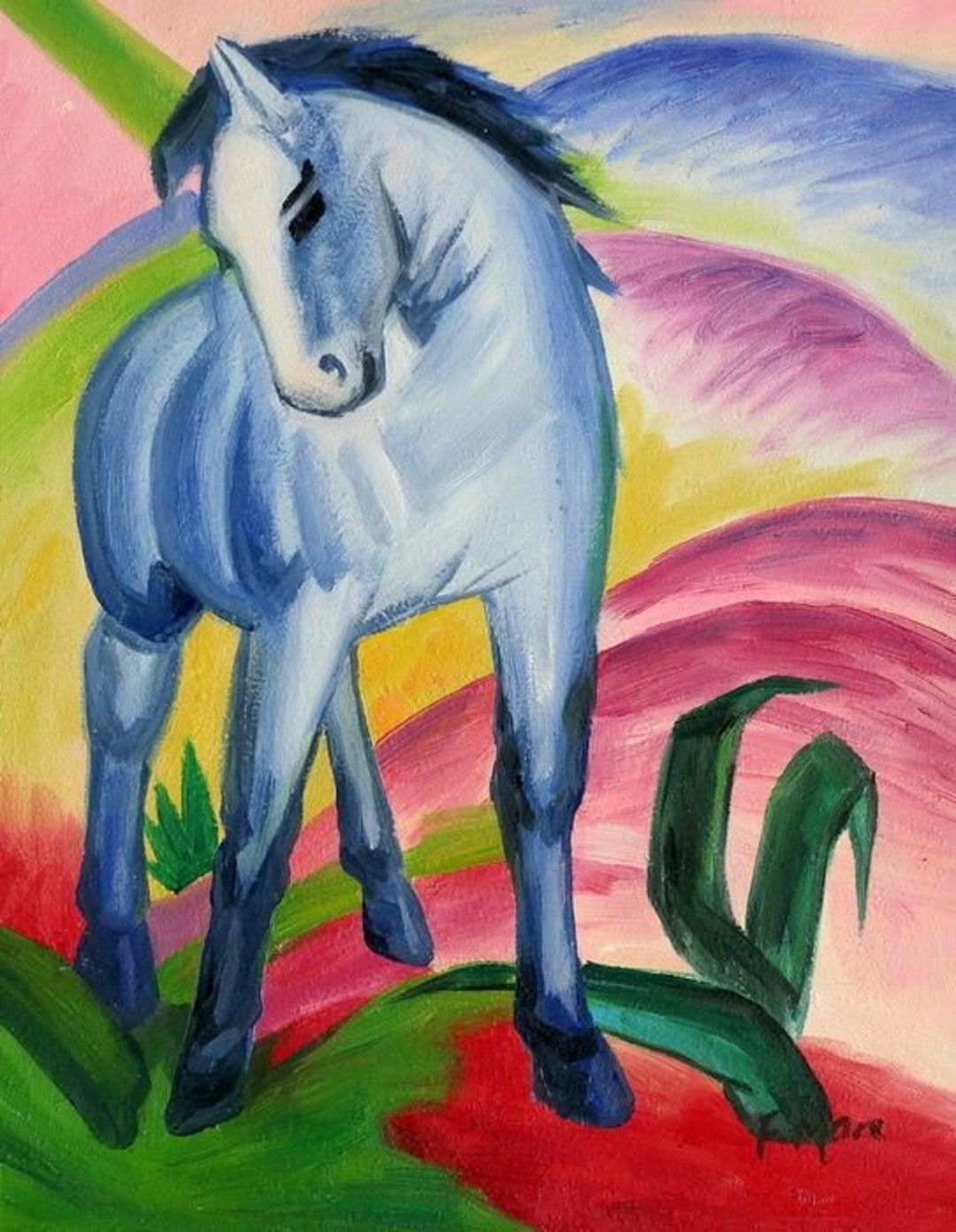 Franz Marc Blue Horse A97240 30 X 40 Cm Expressionism Oil Etsy